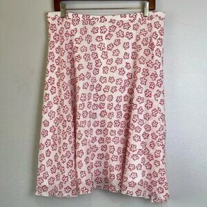Dué Per Dué White Floral Silk Cotton Circle Skirt Size 14 Lining Lightweight